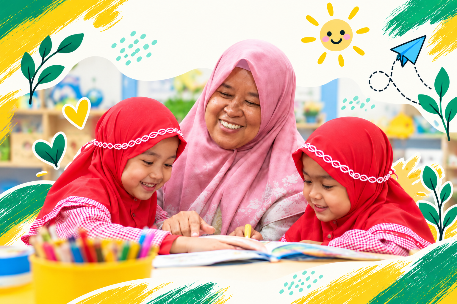 Guru RA Al Husnayain Mendampingi Siswa